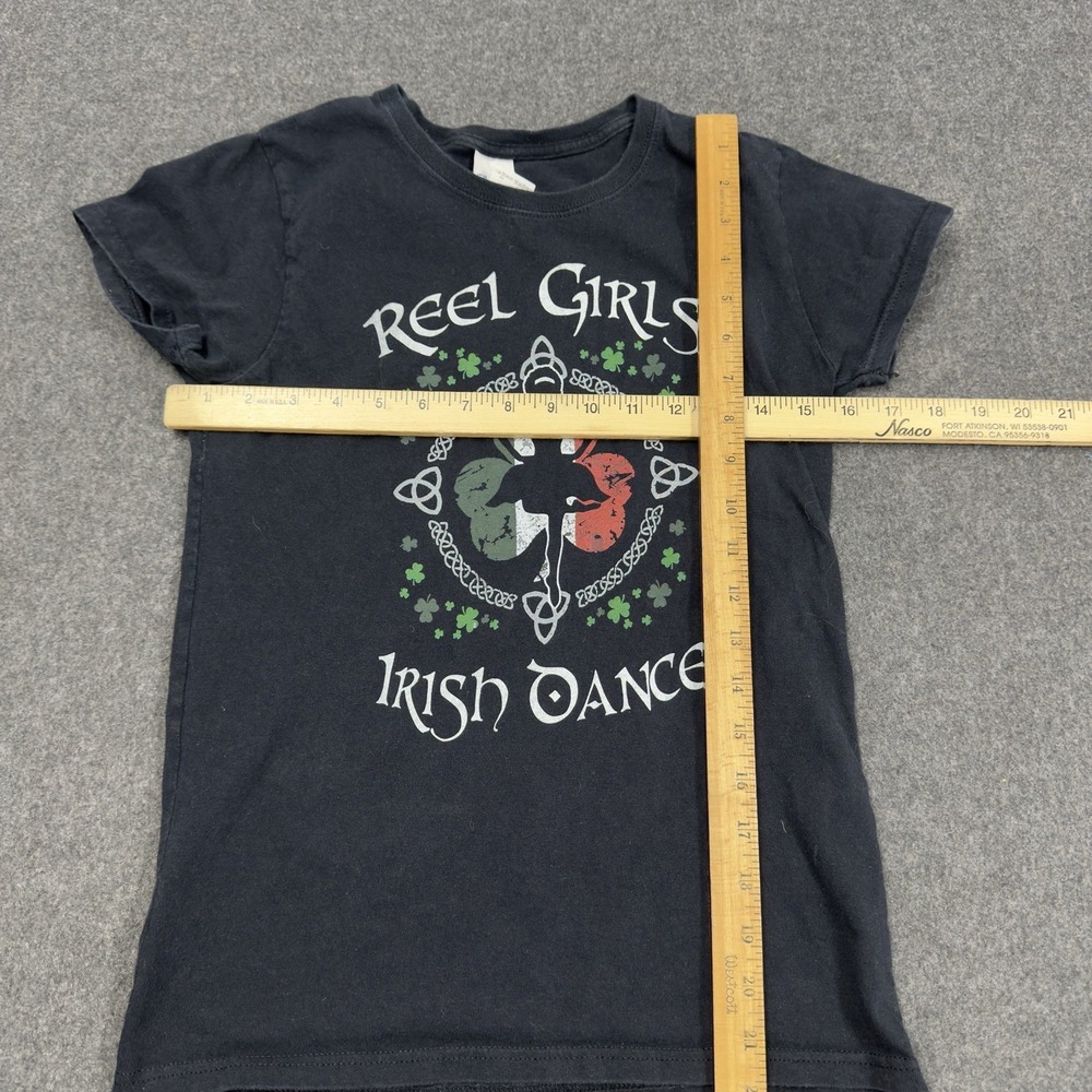 Reel Girls Irish Dance T Shirt Youth Fitted Black Graphic Tee - Picture 2 of 5